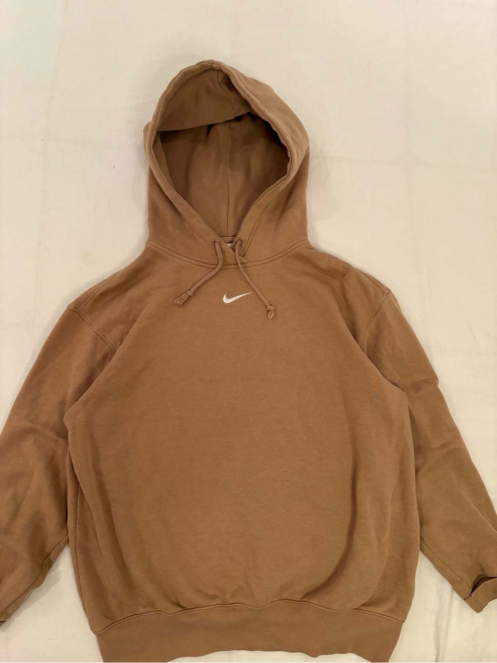 Nike Women Tan Brown Hooded Sweatshirt with Small Swoosh
